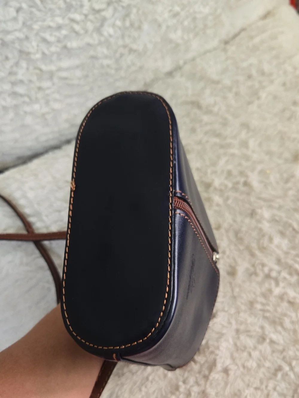 Borce In Pelle Black & Brown Leather Made In Italy Crossbody Bag